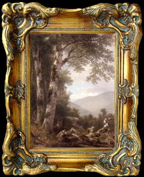 framed  Asher Brown Durand Landscape with Birches, Ta045